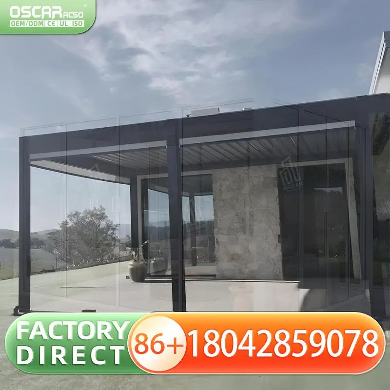 

Современный биоклиматический электрический водонепроницаемый алюминиевый тент, крыша жалюзи для наружного сада, патио, укрепление двора, беседка