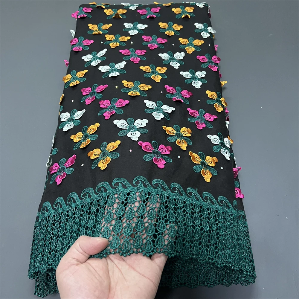 

African Nigerian very Soft Sewing for Dress High Quality Tulle Lace Fabric Damask polish luxe Cotton Pure Embroidery PS0090