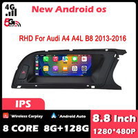 8.8 Inch Android 14 Touch Screen For Audi A4 A4L B8 2013-2016 RHD Car Carplay Monitors Multimedia Audio Radio Player Video