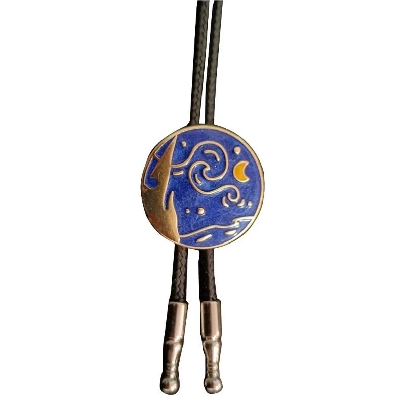 Braided Shoestring Jeweled Bolo Tie Carved Charm Cowboy Necktie Necklace