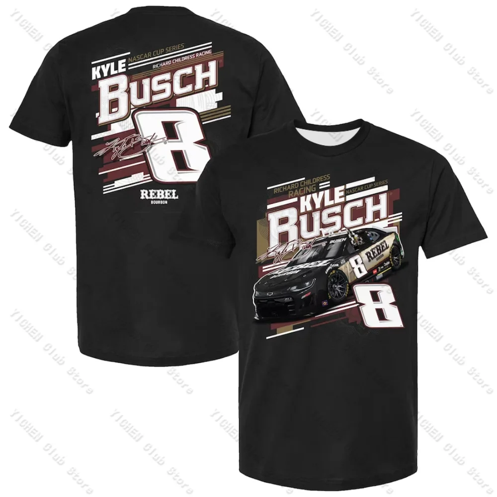 Motorcycle T-Shirt Kyle Busch Richard Childress Racing Team Collection Rebel Bourbon Draft Street Casual Versatile Men's T-Shirt