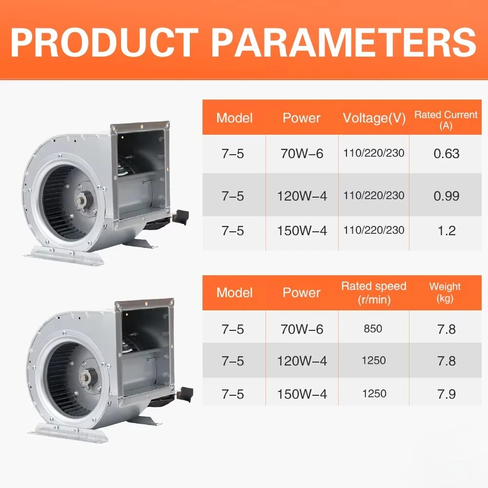 7-5 220V 70W-6 3 Speed AC Centrifugal Cooling Fan Air Conditioning Blower Fan IP44