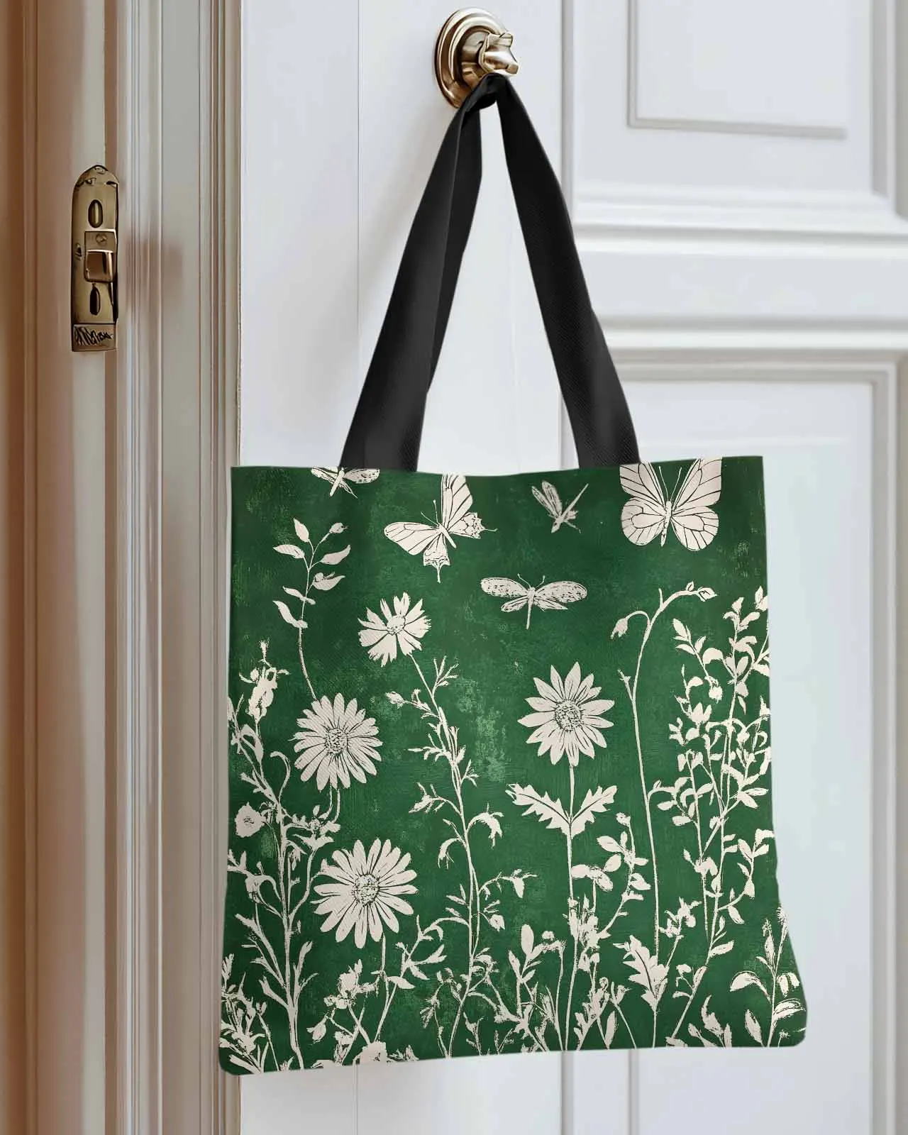 

Spring Pastoral Green Plant Canvas Bag Handbag Oxford Cloth Eco Shopping Storage Bag for Home Use