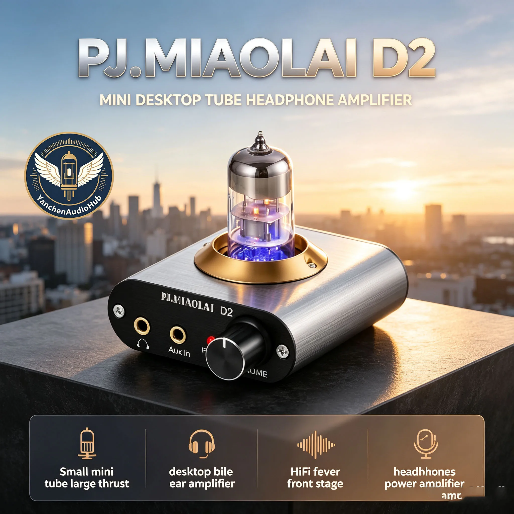 CHN 2027 new PJ.MIAOLAI-D2 small mini tube large thrust desktop bile ear amplifier HiFi fever bile front earphone power amplifie