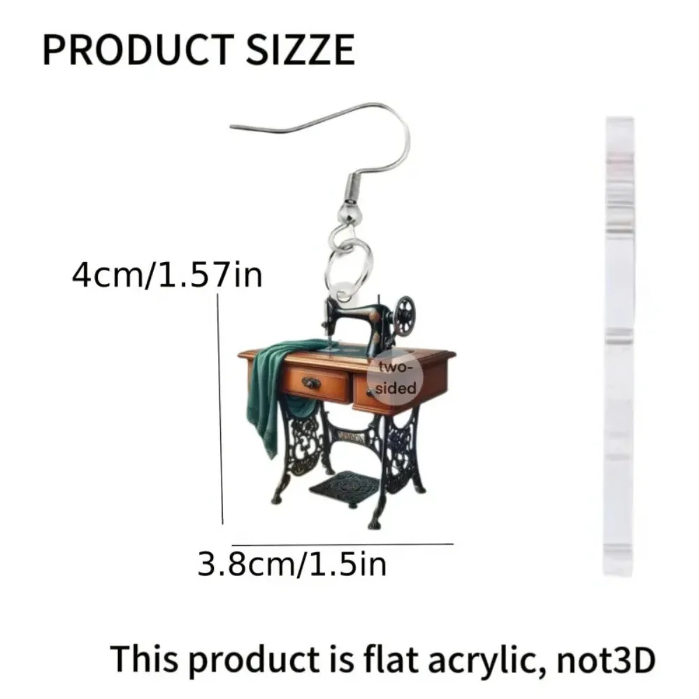 ماكينة خياطة كلاسيكية مسطحة ثنائية الأبعاد من الأكريليك تصميم عصري أنيق غير منتظم أقراط يومية إكسسوارات مجوهرات هدايا لإعطاء صديق #4