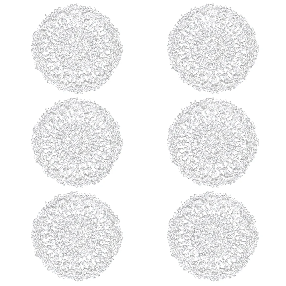 6 Pcs Round Dollhouse Table Mat Child Miniature Kitchen Utensils Cloth Lace For