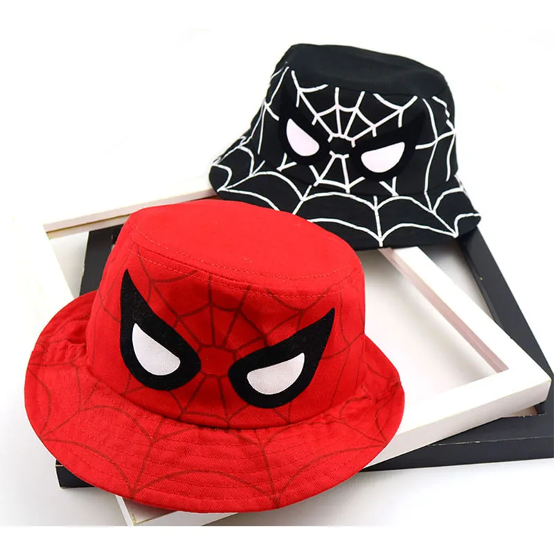 Spiderman Children Bucket Hat Multifunctional Outdoor Sunscreen Basin Cap for Boy Girl Foldable Storage Bag Fisherman Hat