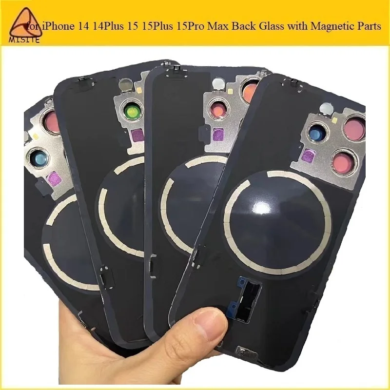 25Pcs Replacement Back Housing Battery Glass For iPhone 15Pro Max Plus Cover Rear Door Frame Bezel Metal Plate With Camera Lens