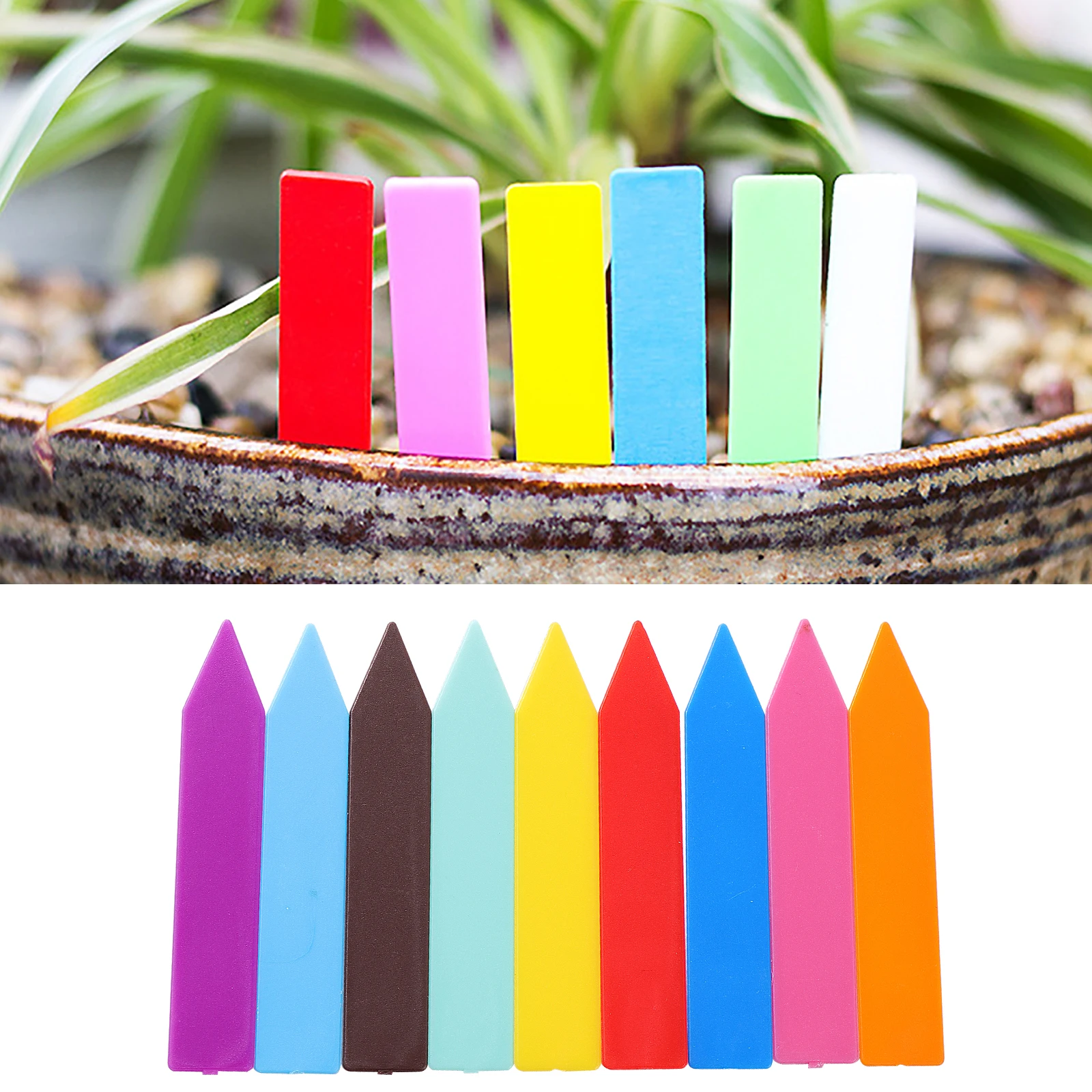 

Garden Plant Labels Plastic Plant Tags Nursery Markers Flower Thick Tag Pots Seedling Labels Tray Mark Tools Mix Colors 100 Pcs