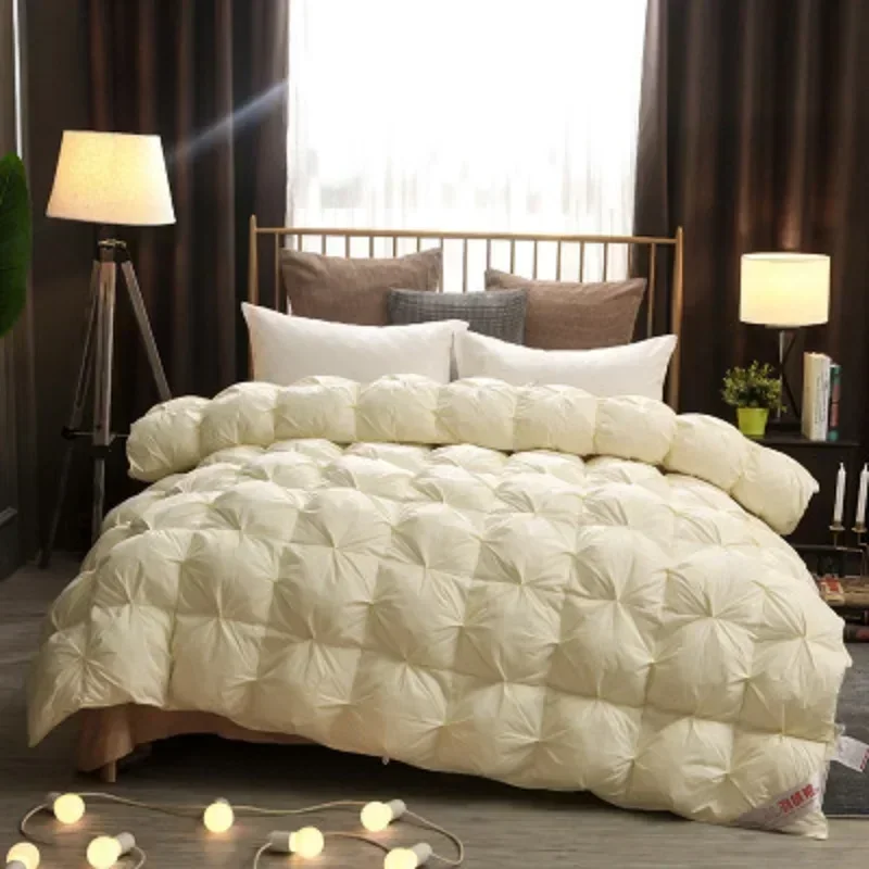 Luxury 95% Goose Down Filling Quilted Cotton Quilt Cover Five-star Hotel Dedicated Comforter Winter Thick Blanket Solid Color