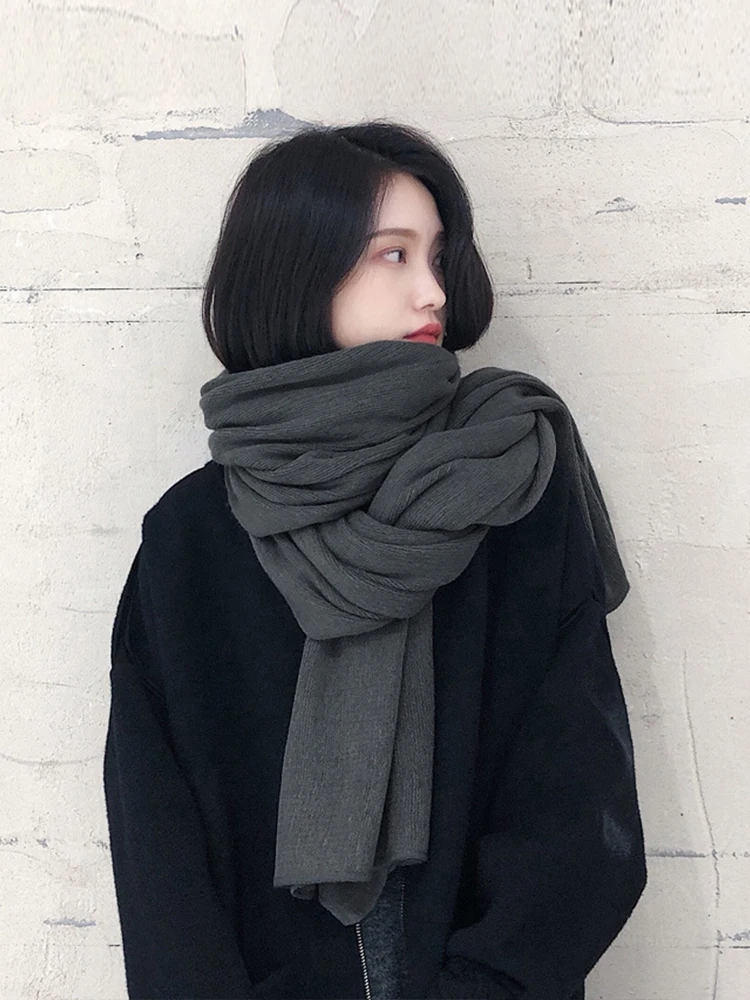 Knitted Imitation Cashmere Solid Color Scarf Women Men Winter Preppy Scarve Pashmina Bandana Mujer Male Bufanda Hijab Wrap Shawl