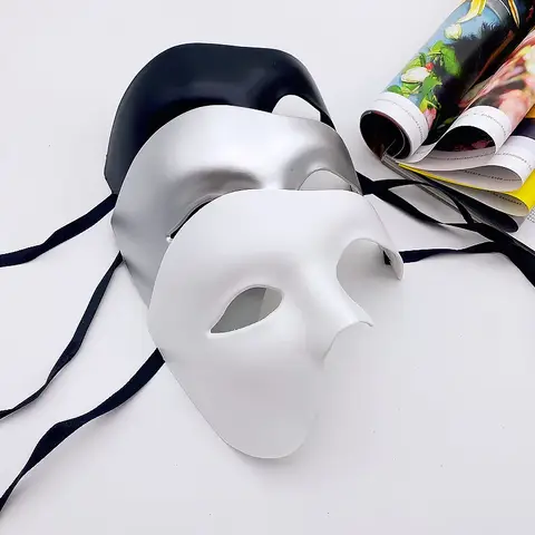 Halloween Masquerade Mask for Adult Male Half Face Design Retro Prince Phantom Of The Opera & One-eyed Styles for Costume Party