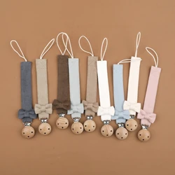 Pacifier Chain with Wood Clip & Bow Designs Colorful & Attention Grabbing Pacifier Clip Teething Toy Holder Essential