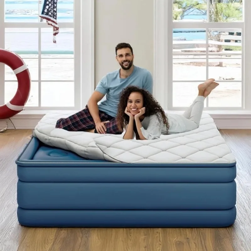 

Home 20" Cloud Supreme Air Mattress with Zip-Off Pillowtop, Built-in Pump, Quick 2-Minute Inflation,Queen Size, Perfect