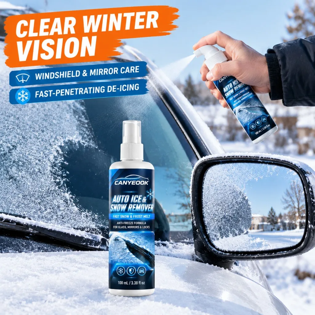 CANYEOOK Car Ice Snow Melter Spray 100ml Fast Windshield De-Icer Frost Remover for Windows Locks Mirrors Paint Safe