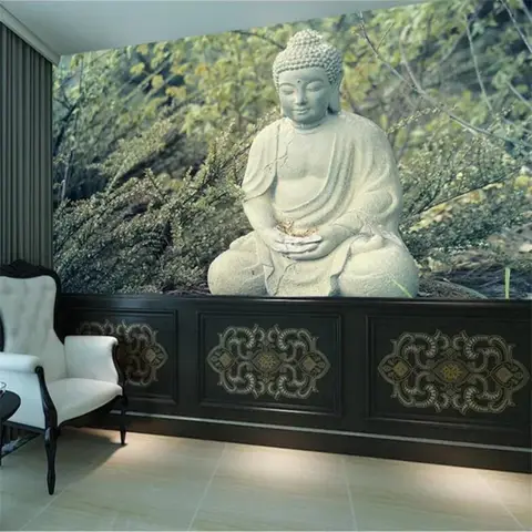 Carta da parati personalizzata 3d murale Thailandia all'aperto Buddha statua pietra meditazione sfondo carte da parati decorazioni per la casa Murale autoadesivo