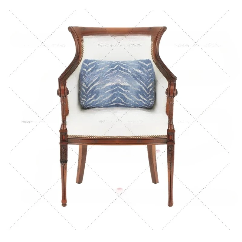 

American rural antique solid wood dining chair simple desk chair living room single chair, French leisure