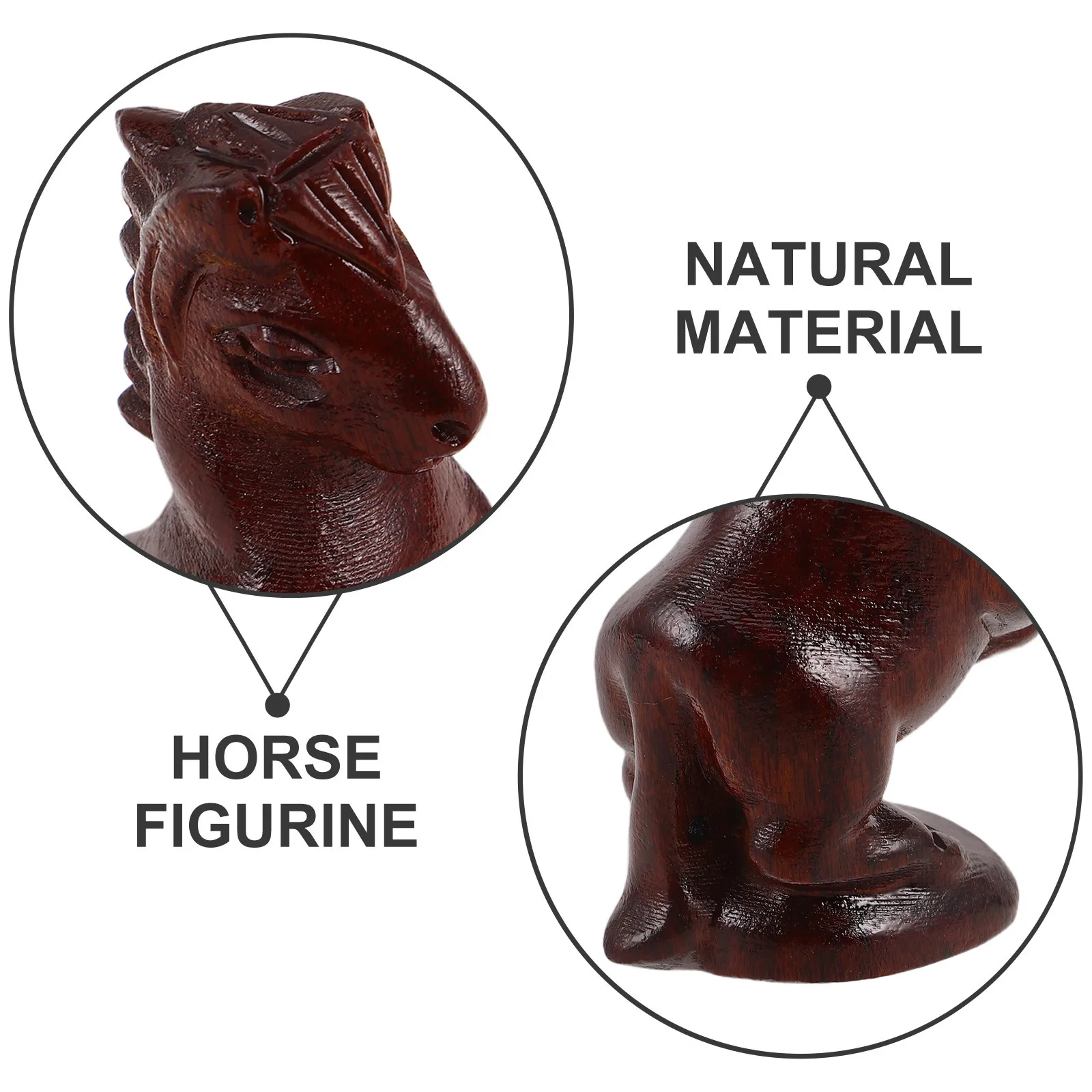 منحوتة يدويا خشبية زودياك الحصان الحبوب الطبيعية حجم صغير فنغ شوي مكتب الجرف ديكور محظوظ حلية 2026 السنة الصينية الجديدة #3