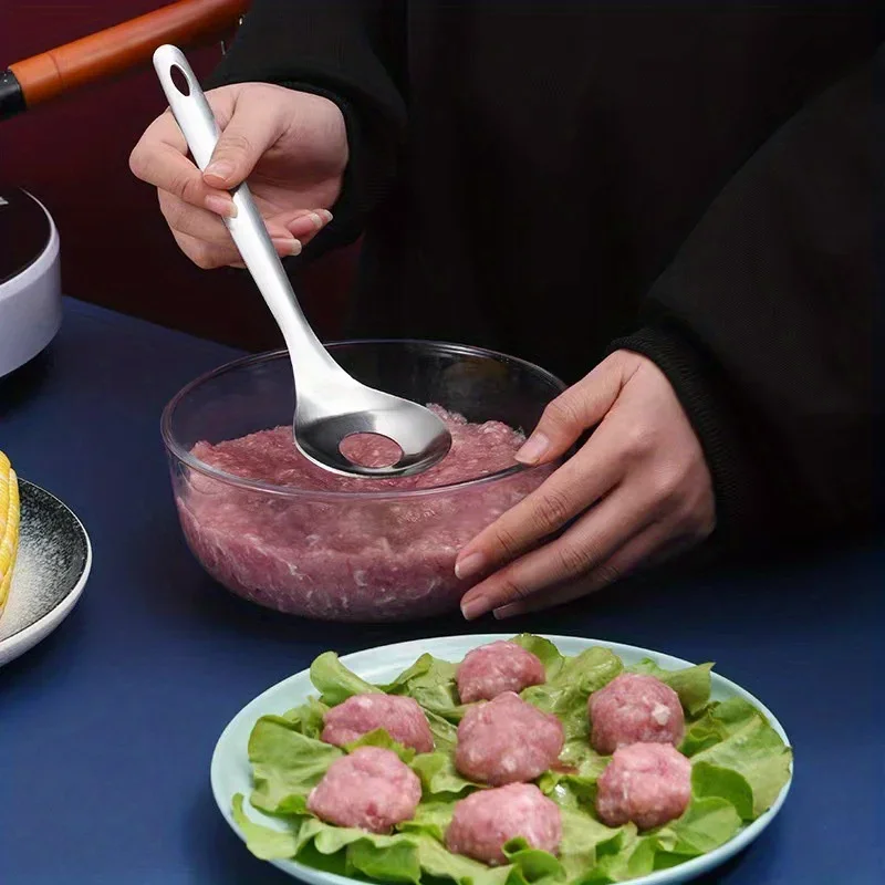 1PC 304 Stainless Steel Portion Control Scoop- Perfect for Making Uniform Meatballs & Rice Balls, Essential Holiday Cooking Tool