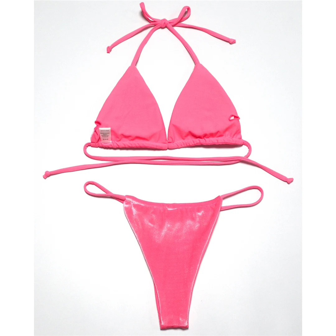 17 Farben, Neckholder, hoher Beinausschnitt, gepolstert, zweiteiliger Bikini, Damen-Bikini, Badeanzug, Damen-Badebekleidung, Bather, Schwimmbekleidung V5974 – Detail 28