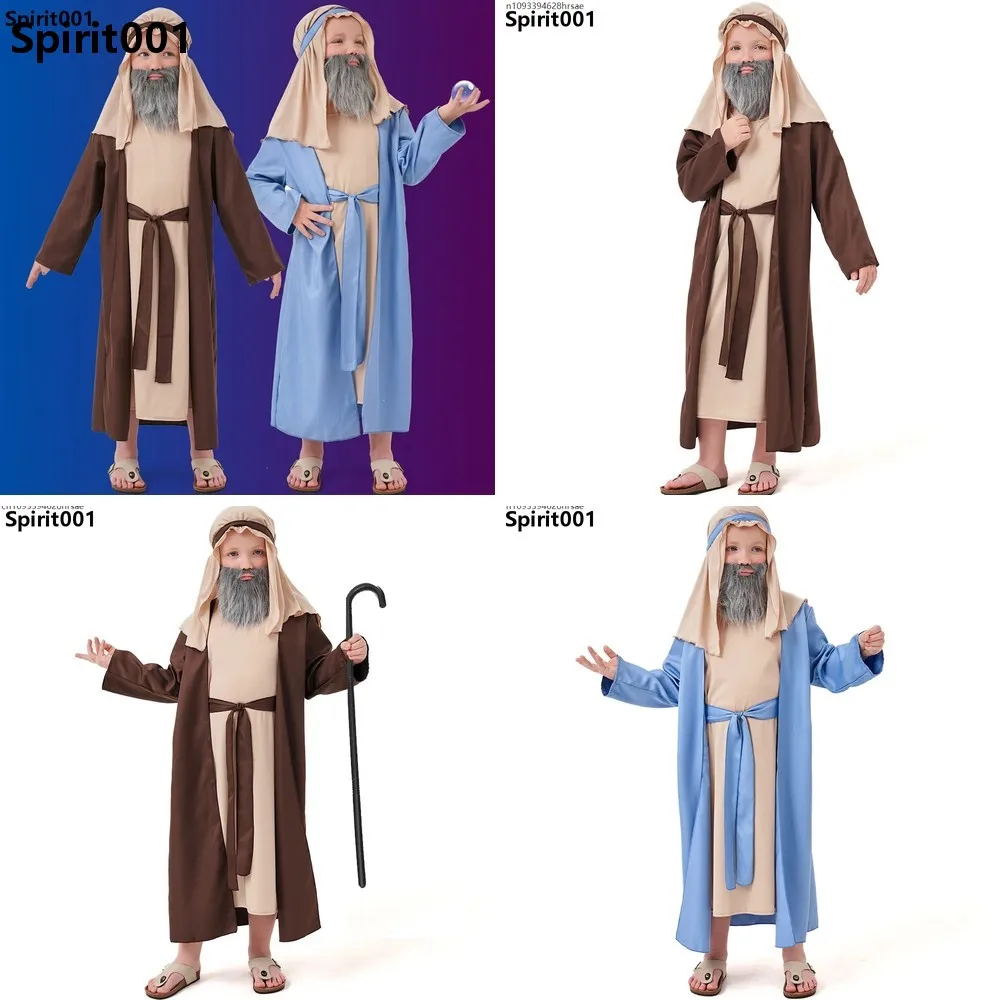 

Middle Eastern Shepherd Elder Costume for Kids Halloween Cosplay Arabian Theme Dress Up Stage Performance