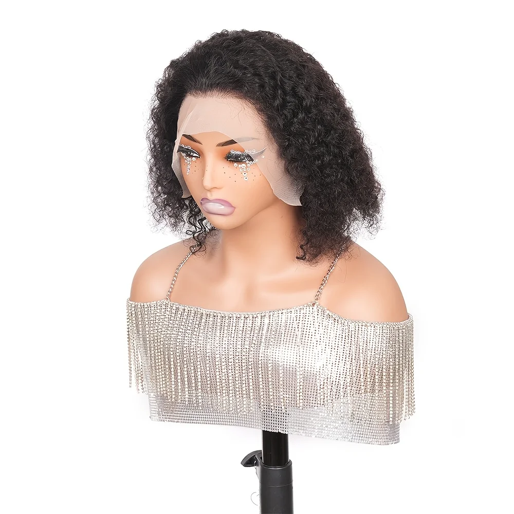 TIMOPOL 13x4 HD Lace Closure Jerry Curly Human Hair Wigs for Women, 1B Color Glueless Wear & Go Curly Wig view 5