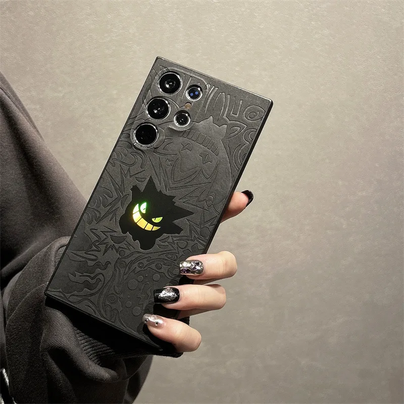 Cartoon Gengar Leather Laser Wristband Phone Case For Samsung Galaxy S25 S24 S23 S22 Ultra Plus A56 A55 A54 A36 Shockproof Cover view 6