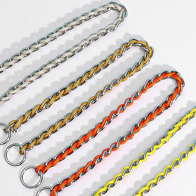 Walking Dog Leash With Continuous Bite Resistance P-Chain P-Shaped rope Collar Anti Bite Break Medium-Sized Large Dog Pet Chain