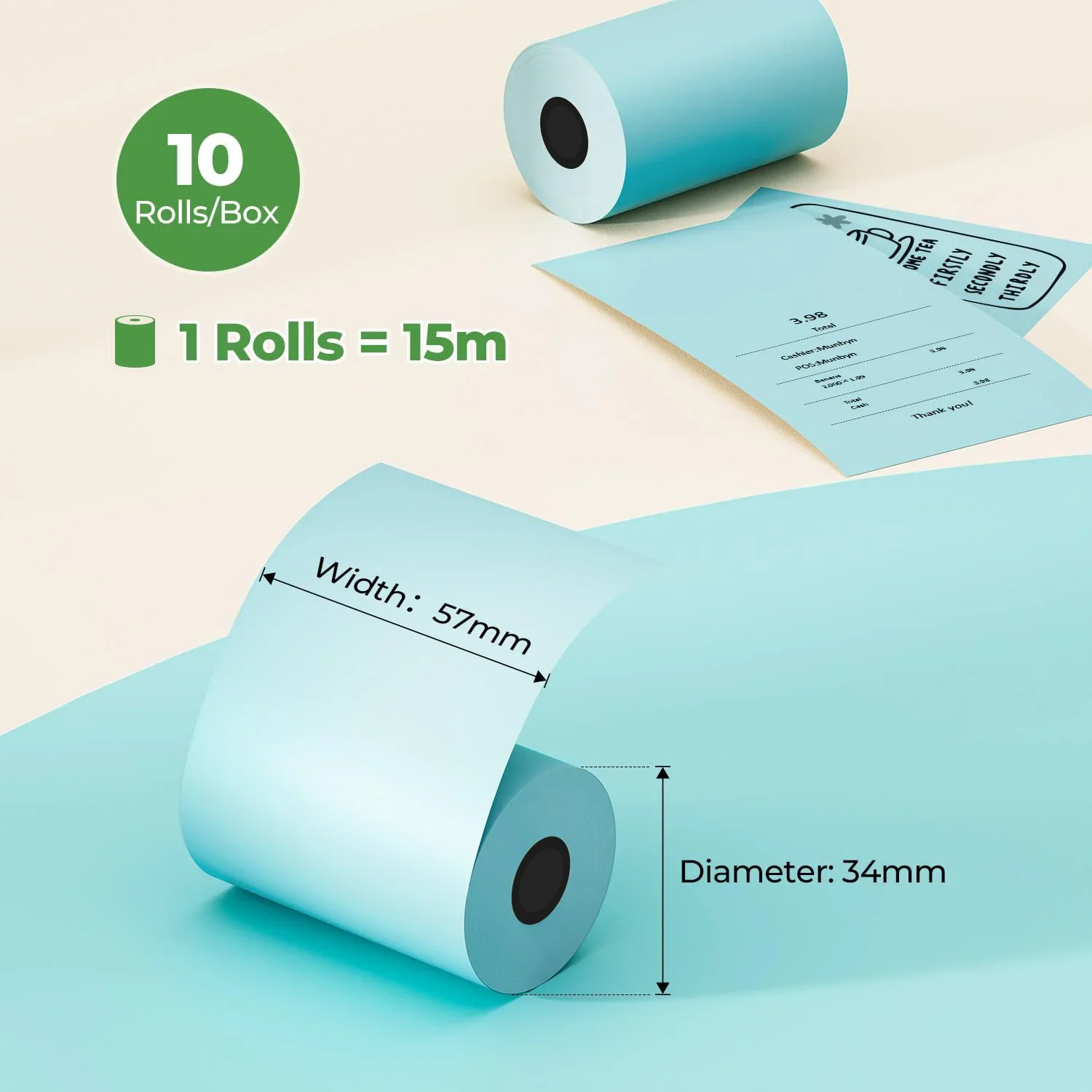 10Rolls Cash Registers Papers 58mm Blue Thermal Papers Compatible With 80mm Receipt Printer Square POS Registers For Supermarket