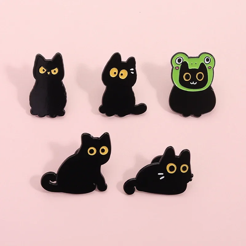 Burn Madafaka Black Cat Enamel Pins Cute Knife Kitty Brooches Custom Dice Chomp All Cats Are Beautiful Lapel Badges Jewelry Gift