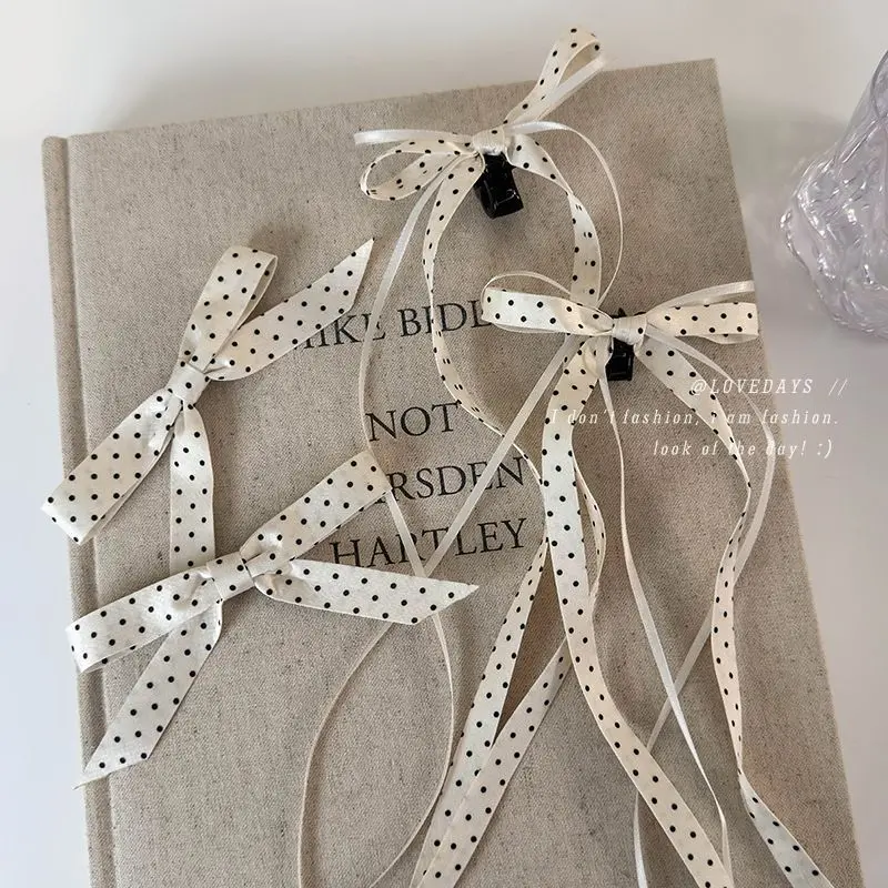 

Sweet Polka Dot Bow Ribbon Mini Hair Claw for Women Girls Double Ponytail Styling Summer Beach Vacation Adorable Accessories
