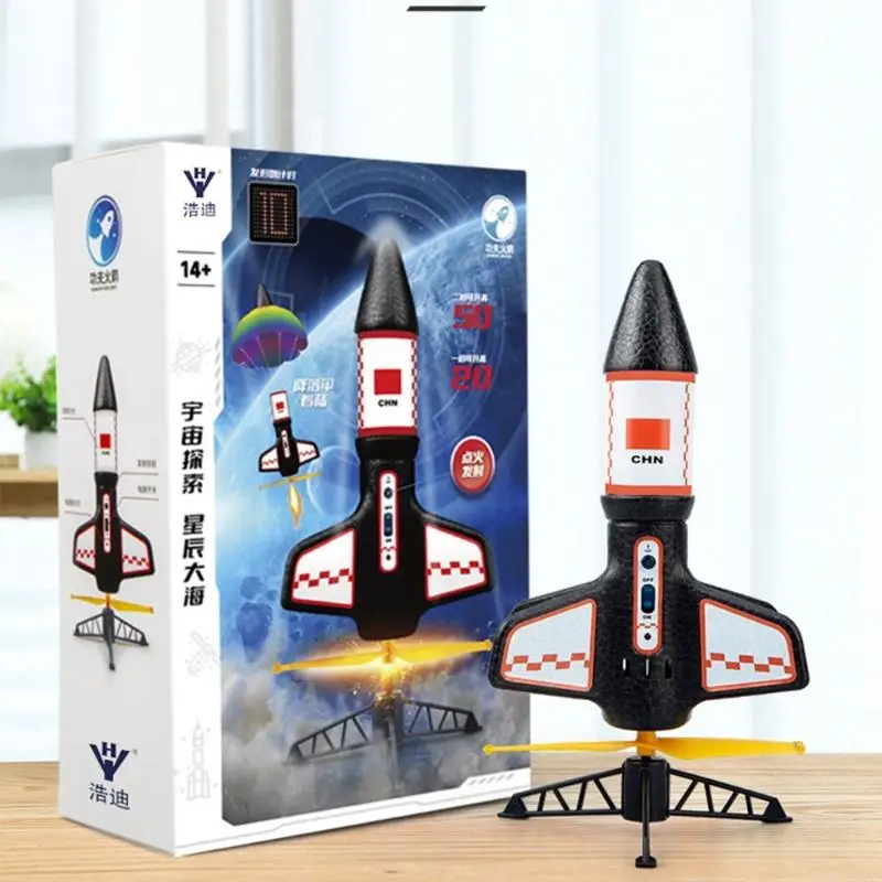 N1HB Flying Spacecraft Toy com Parachute ar livre Lançamento brinquedos esportivos Sport Flying Spacecraft Brinqued Gift