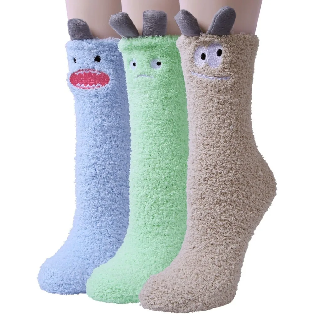 

Womens Fuzzy Socks Winter Warm Fluffy Soft Slipper Home Sleeping Cute Animal Socks