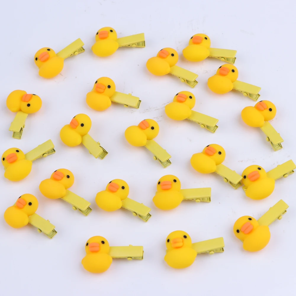 10/20Pcs/Lot Fashion Funny Cute Yellow Duck BB Clips Girl Women Cartoon Lovely Eggs Mixed Style Hairpin Accessories Party Gifts