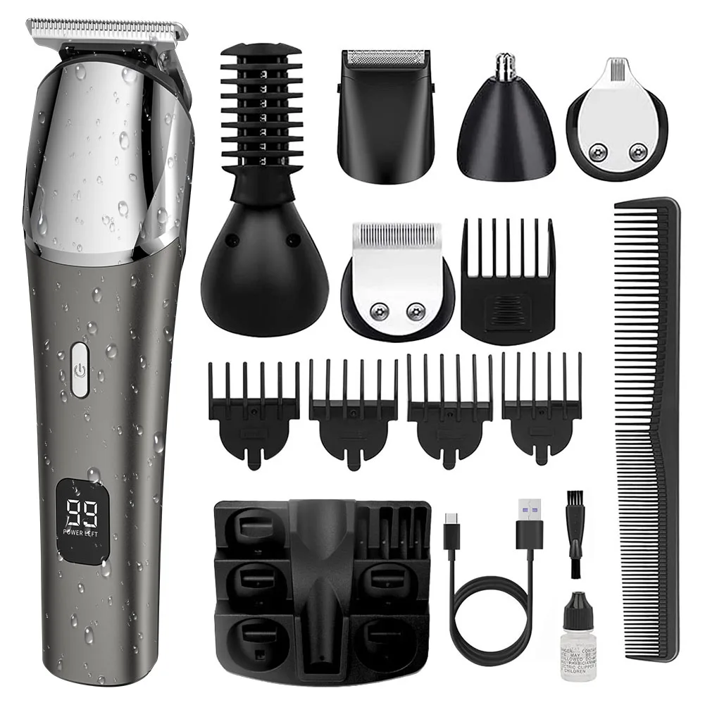 

6-in-1 Electric Grooming Kit for Men Electric Metal Body Hair Clipper Shaver & Nose Hair Trimmer Combo