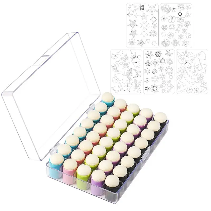 

AF89-40 Pack Of Finger Sponge Daubers With Storage Case For Painting Art Ink Crafts Chalk Card Making DIY Card Durable Easy To U