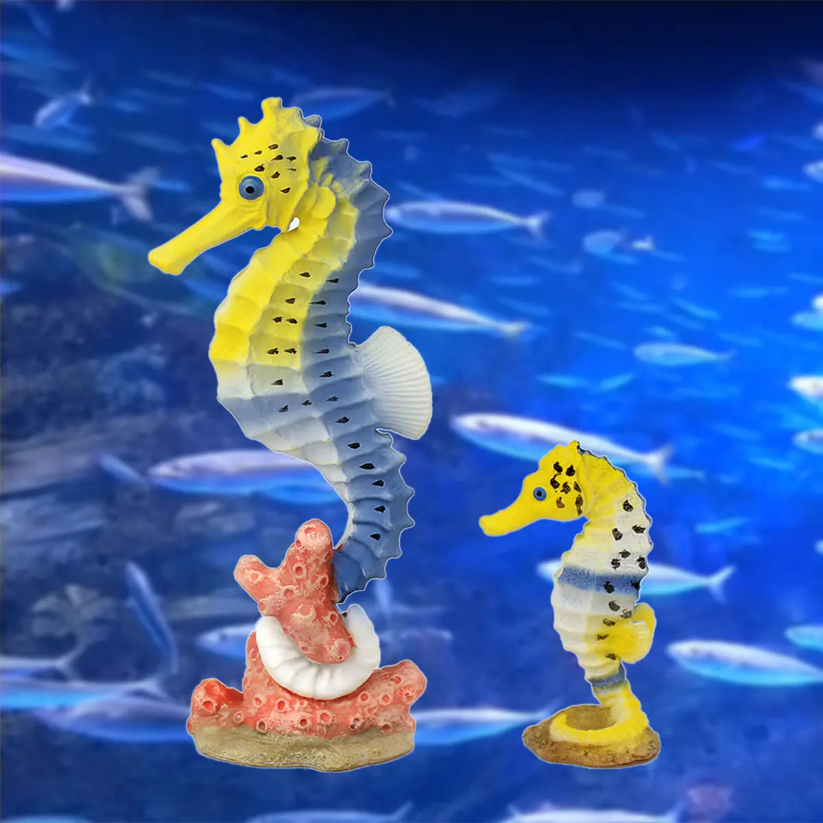 

2Pcs Sea Horse Set Realistic Plastic Educational Figures for Kids Enhance Imagination Color Recognition Ocean Animal Decor Photo