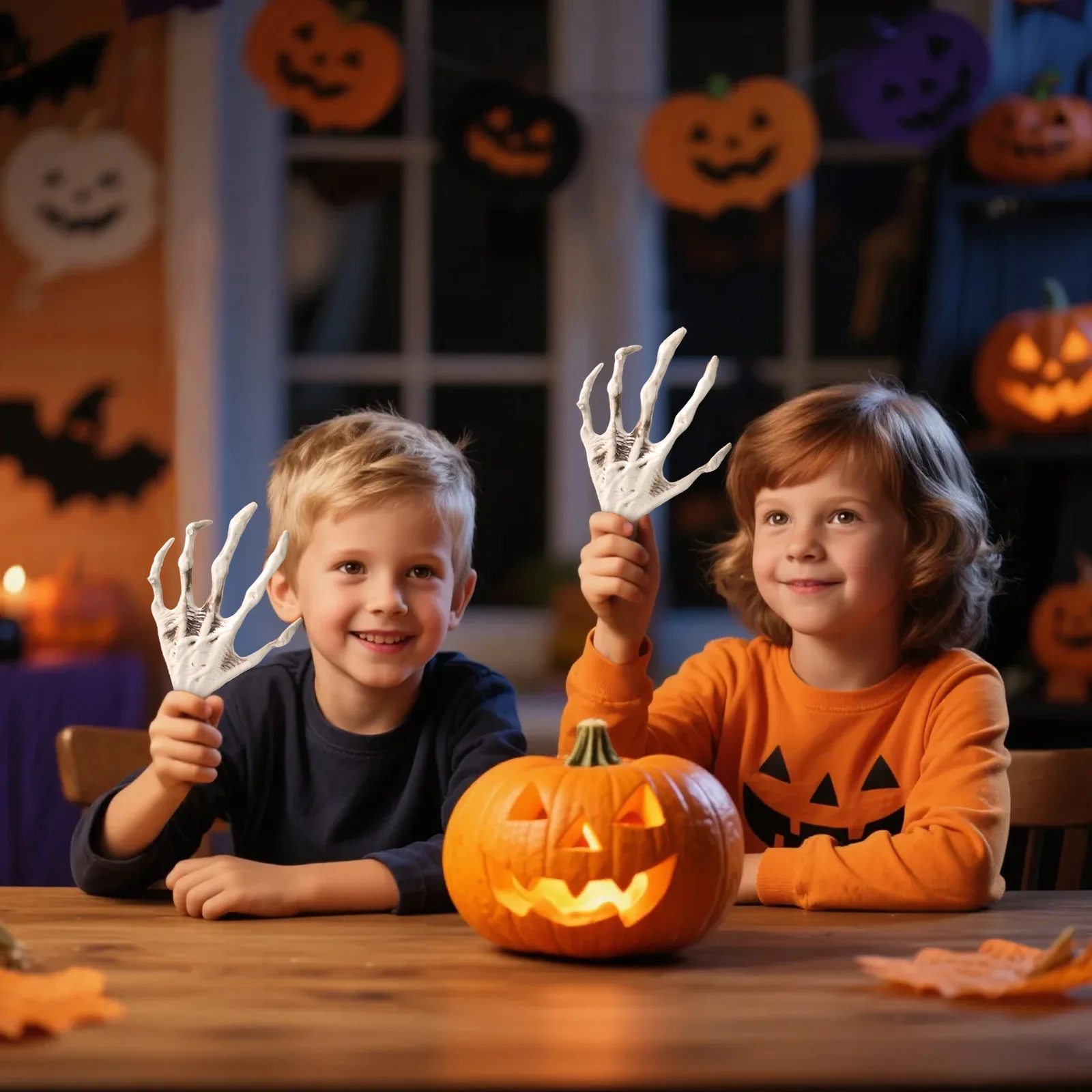 زخرفة يد شبح مزحة مخيفة، هيكل عظمي بلاستيكي واقعي بالحجم الطبيعي لتزيين دعائم الحفلات تحت عنوان الهالوين #4