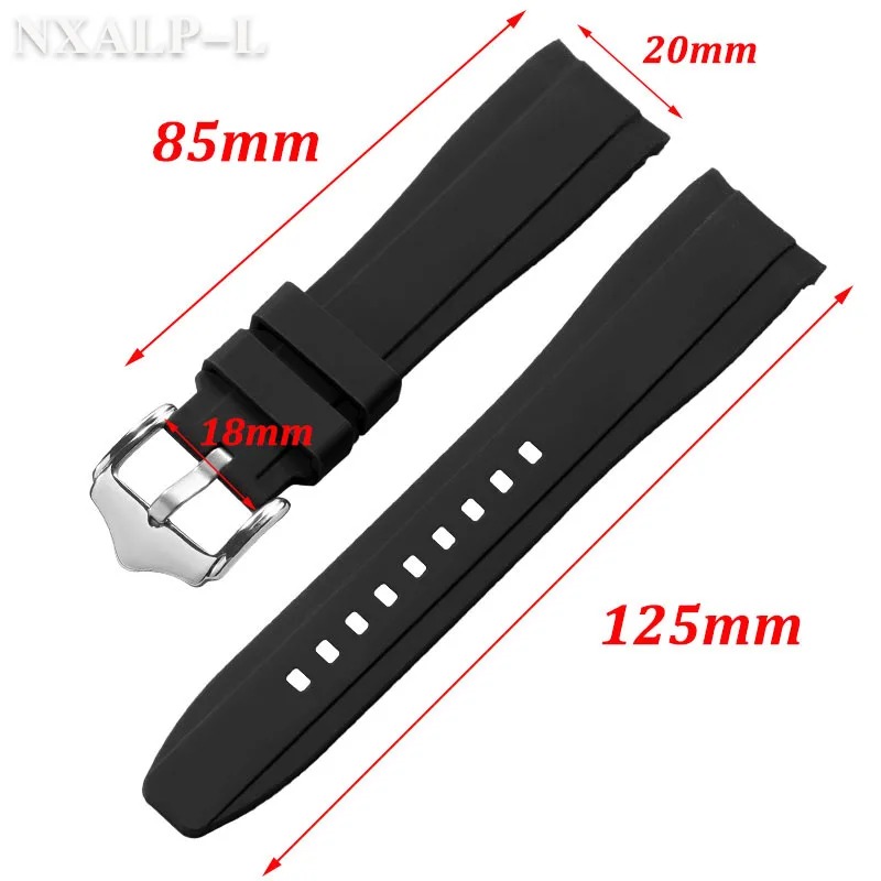 Мягкий силиконовый ремешок для Seiko for Citize с изогнутым концом, ремешок для часов Omega for Swatch for Rolex, мужской и женский спортивный браслет 20 мм 22 мм
