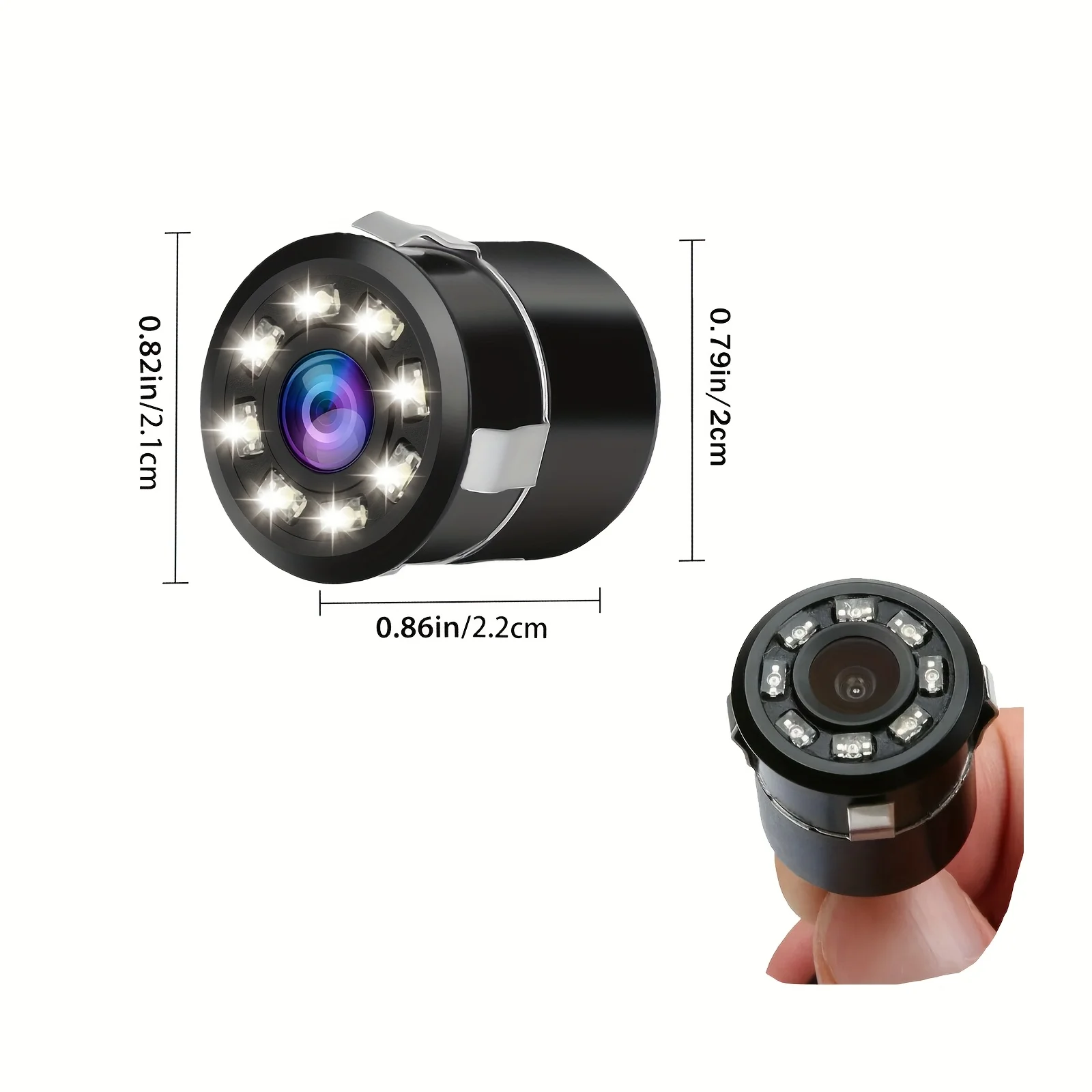 Compact Reversing Backup Camera with 8 LEDs and Night Vision - Universal rear view solution for cars, SUVs, trucks and RVs.