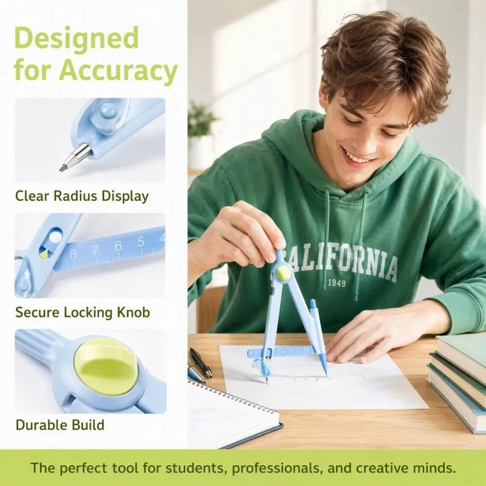 Digital Lock Distance Drawing Compass Replaceable Lead Adjustable Locking Circle Drawing Gauge Precise