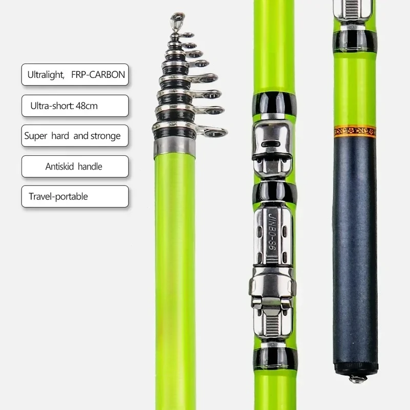 브라브맥 카본 파이버 스피닝 낚싯대 텔레스코픽 미니 폴 3M 2.7M 2.4M 2.1M 1.8M 1.5M 낚시 장비 고품질