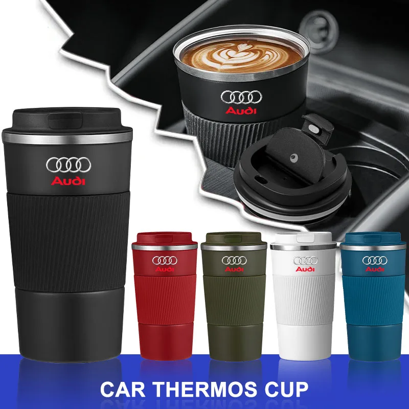 Stainless Steel Coffee Thermos Mug Car Vacuum Flask Travel Thermal Cup For Audi TT Q3 Q5 Q7 Q8 B9 Q7 8P 8V 8L A3 A4 A5 A6 A7 A8