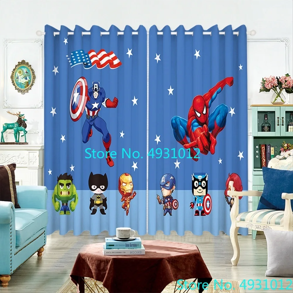 

Anime Avengers Captain America Hulk Blackout Curtain Boys Bedroom Children Room Early Education Center Window Drapes 160x184cm