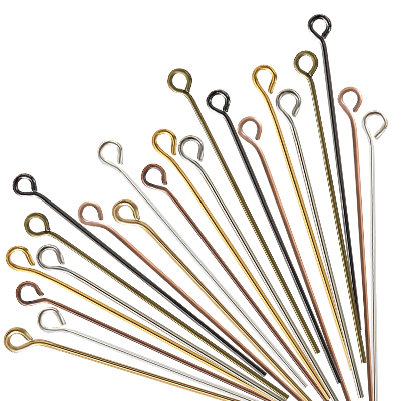 15/20/25/30/35/40/45/50/60/70mm Zinc alloy Eye Head Pins Eyepins for DIY Jewelry Making Accessories Findings Supplies 8 Colors