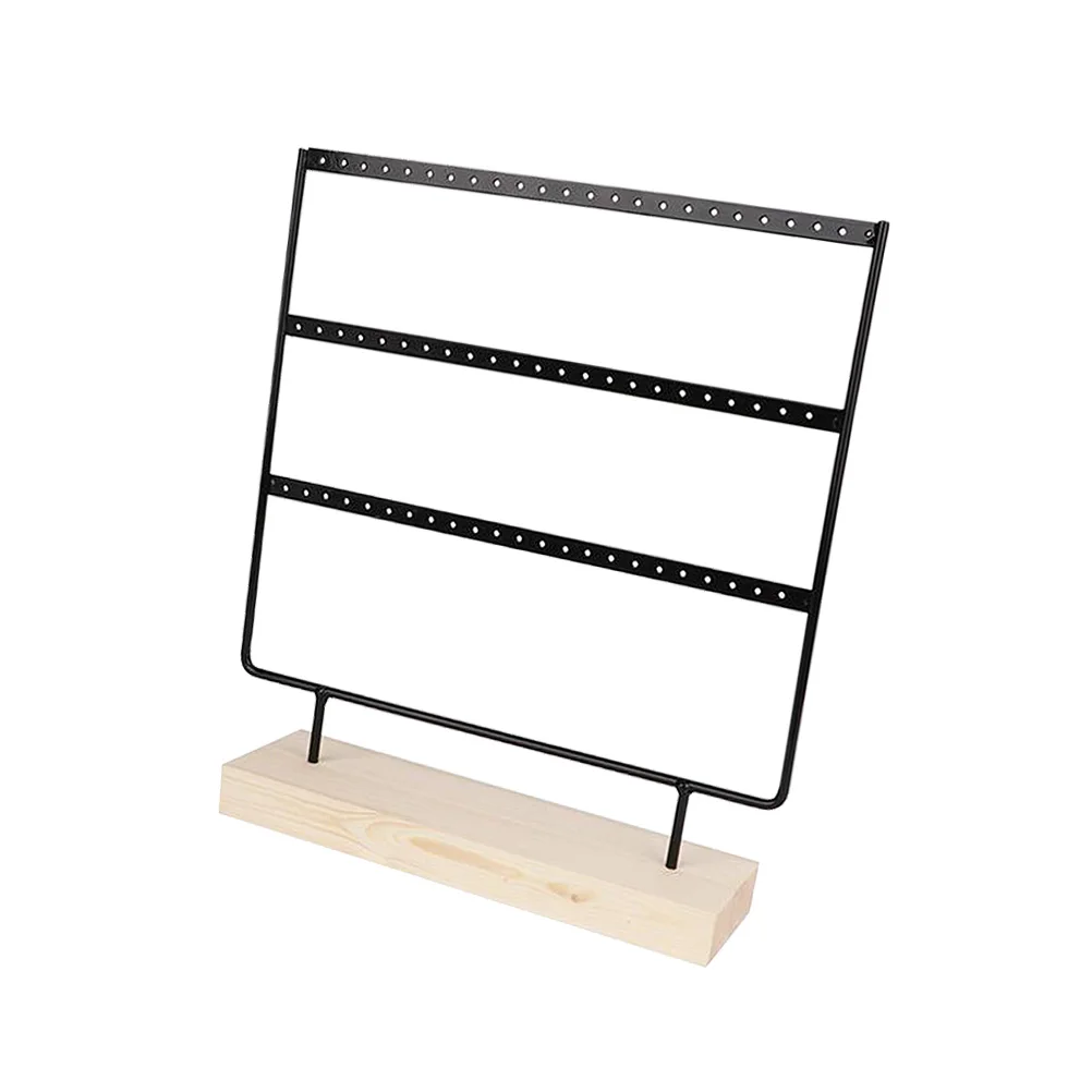 

Storage Box Earrings Stand Black Organizer Bamboo Necklace Holder Jewelry Display