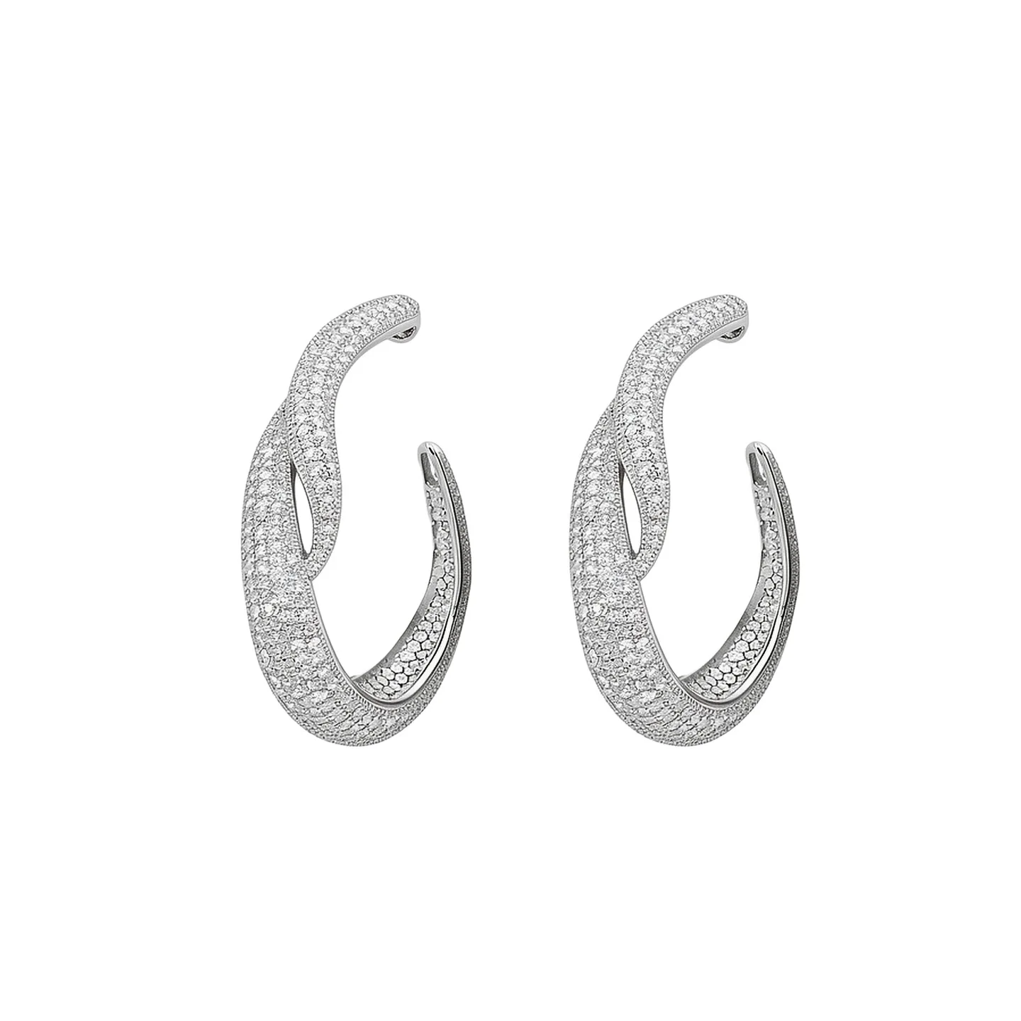 Luxury Heavy-Duty Zircon Snake & C-Shaped Stud Earrings for Women Silver Needle Exaggerated High-End Jewelry Gift