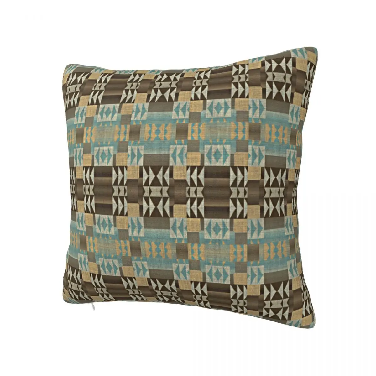 Beige Teal Blue Green Taupe Brown Tribal Pattern Pillowcase Printed Cushion Cover Gift Antique Pillow Case Cover Home Zipper