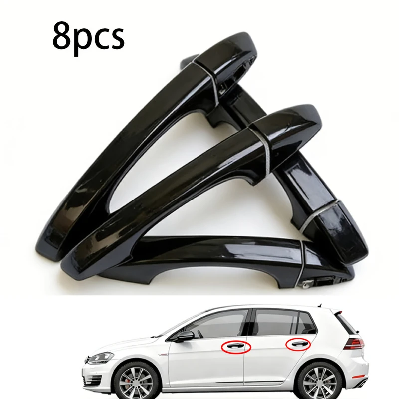 

Exterior Door Handle Scratch Guards High Gloss Black ABS Plastic Covers, Effortless Snap-On Design For VW Golf MK7 (2013-2020)