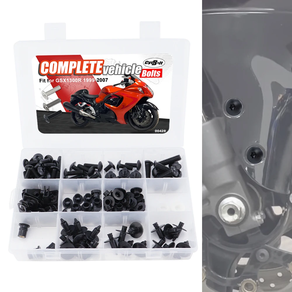 

Мотоцикл подходит для Suzuki GSXR1300 1999-2006 2007 GSXR 1300, обтекатель CIips, гайки, винты, втулки, полный комплект болтов для обтекателя